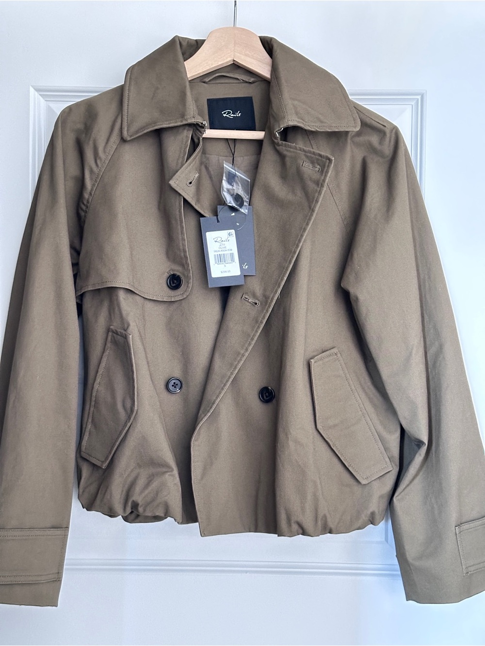 Rails Olive Green Short Trench Jacket